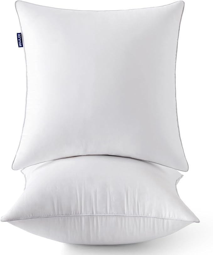 MIULEE 24 x 24 Pillow Inserts (Set of 2) -Decorative Throw Pillows with 100% Cotton Covers Square for Sofa Couch