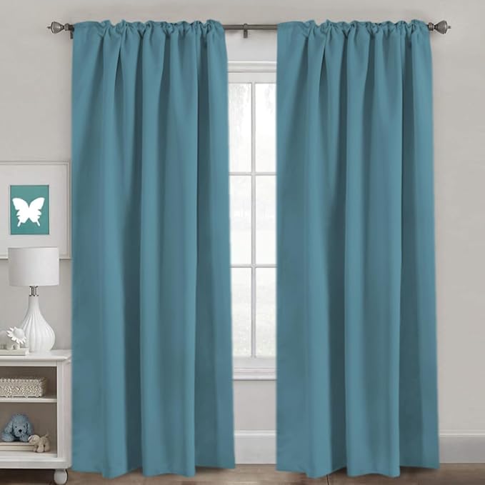 H.VERSAILTEX Blackout Curtains Thermal Insulated Window Treatment Panels Room Darkening Blackout Drapes for Living Room Back Tab/Rod Pocket Bedroom Draperies (2 Panels, Storm Blue, 52 x 96 Inch)