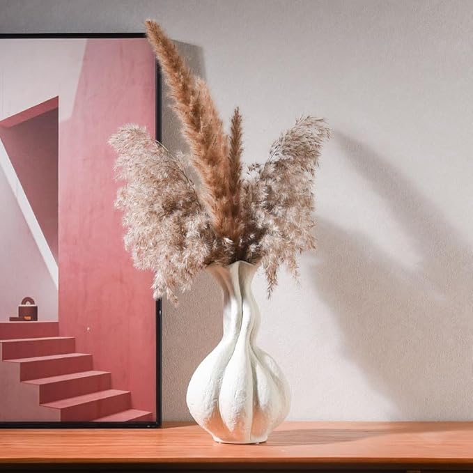 Wabi-Sabi Style Ceramic Vase, Entryway Showroom, TV Cabinet Flower Arrangement Vessel, Home Decor Ornaments, Soft Furnishing Accessories (Beige)
