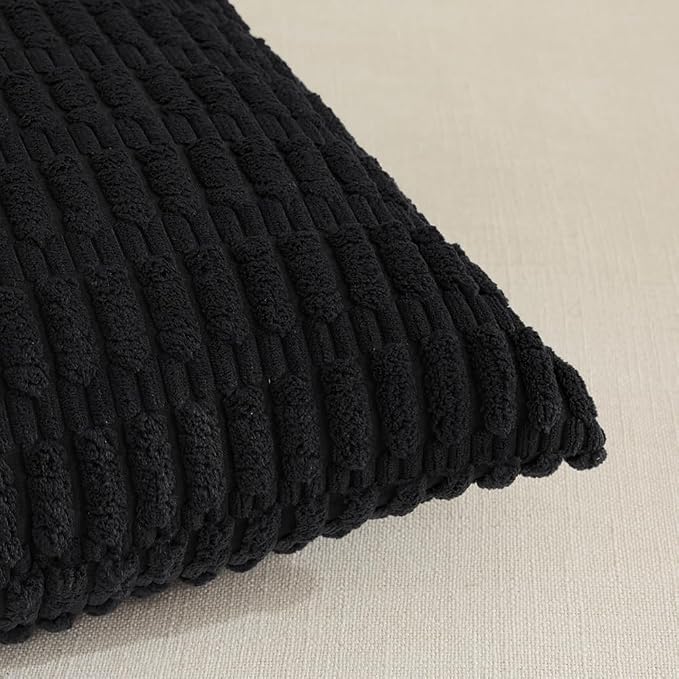 Fancy Homi 4 Packs Decorative Throw Pillow Covers for Living Room Couch Bed, Modern Farmhouse Boho Home Décor Accent Cushion Case, 24" x 24", Black
