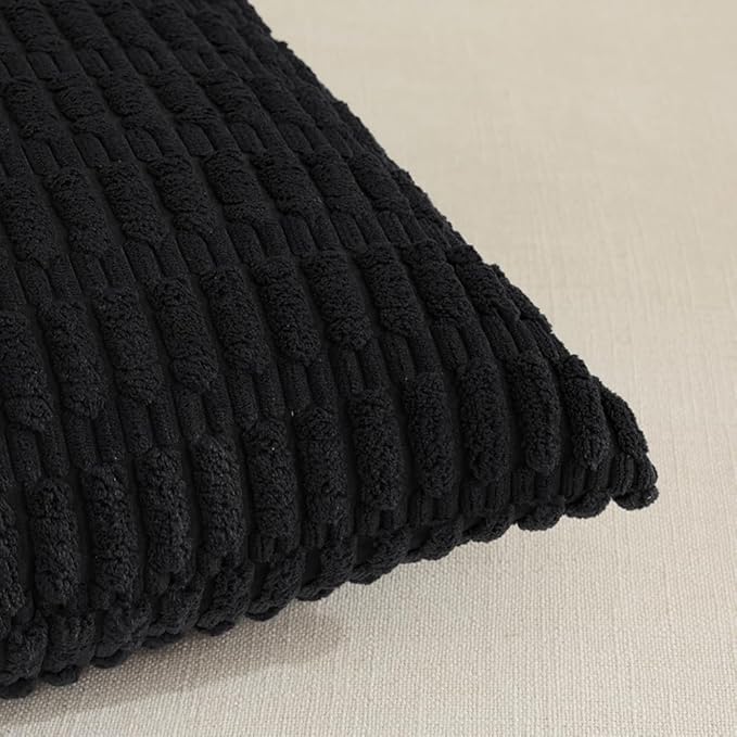 Fancy Homi 4 Packs Decorative Throw Pillow Covers for Living Room Couch Bed, Modern Farmhouse Boho Home Décor Accent Cushion Case, 24" x 16", Black
