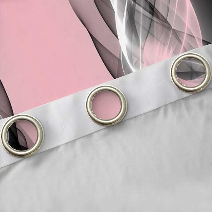 jejeloiu Pink Curtains for Bedroom Living Room Abstract Blackout Darkening Drapes Strip Lines Window Treatments, 2 Panels 42 x 90 Inch Geometric Modern Room Decor