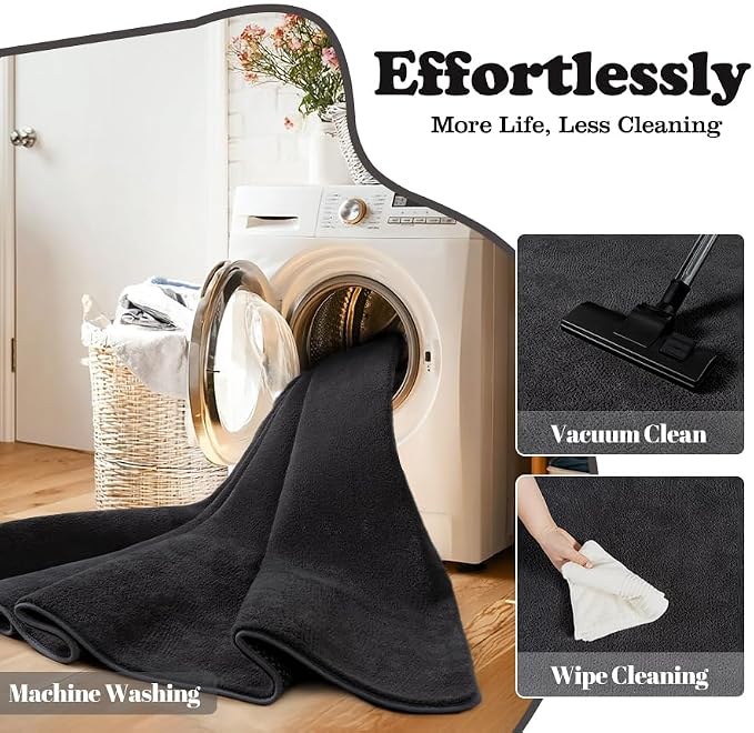qulint Living Room Area Rugs 6x9, Modern Large Carpet for Bedroom Dark Grey Washable Thickened Memory-Foam Indoor Rug, Minimalist Solid Non Slip Carpet for Boys Girls Kid Room Office Dorm Home Decor
