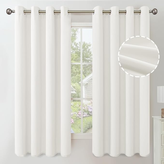 YoungsTex White Velvet Curtains 63 Inch Length 2 Panels for Living Room, Thermal Insulated Window Drapes with Grommet Room Darkening Privacy for Bedroom, 52 X 63 Inch
