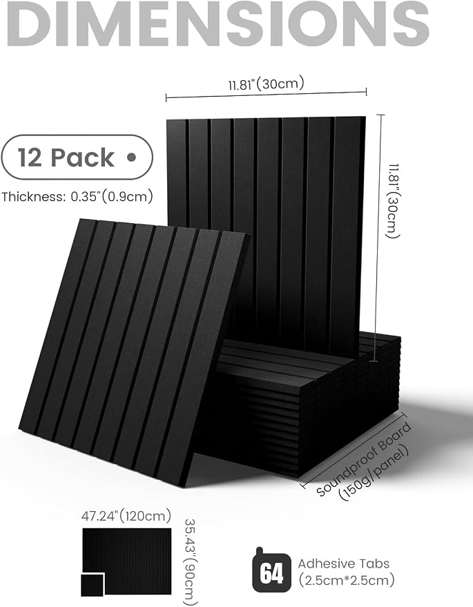 Fluxynara Large Felt Bulletin Board 48" X 36" Large Cork Board Alternative-12 Pack with 64 Safe Removable Adhesive Tabs, Cork Boards for Walls Cork Board for Home Office Classroom Pin Board -Black