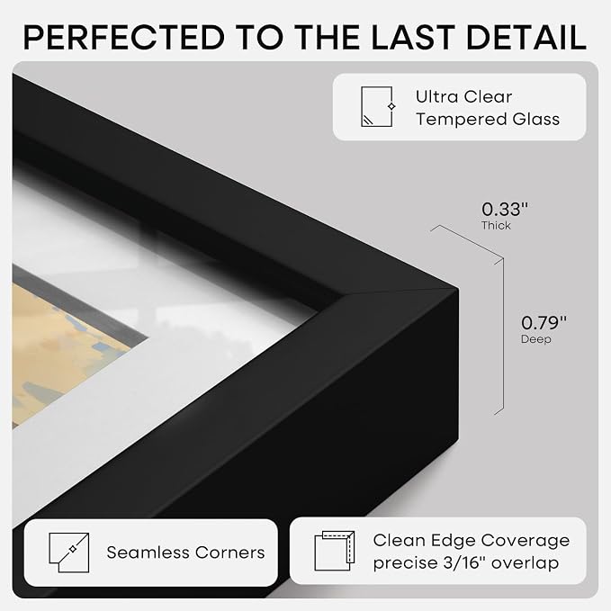 Homeforia 22.375x34 Black Puzzle Frame, High End Metal 22.375 x 34 Picture Frames without Mat, 34x22.375 Thin Poster Frame for Wall, 22.375 by 34 Puzzle Photo Frame, Tempered Glass, Wall Kit, Set of 2