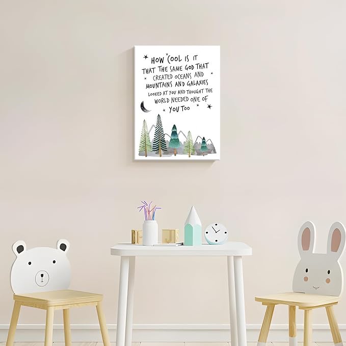 Christian Nursery Wall Art Mountain Pictures Baby Boy Decor 12x16 Inch | Inspirational Religious Decor, Toddler Boy Room Decor, Faith Paintings, Christening Gifts for Boys