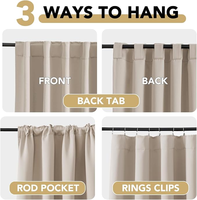 H.VERSAILTEX Blackout Curtains Thermal Insulated Window Treatment Panels Room Darkening Blackout Drapes for Living Room Back Tab/Rod Pocket Bedroom Draperies (2 Panels, Fog, 42 x 63 Inch)