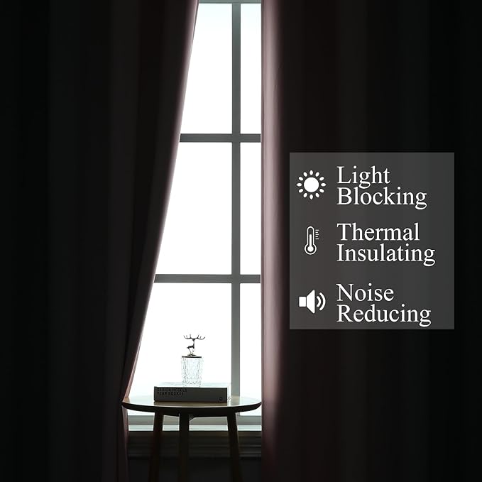 Estelar Textiler Pink and Grey Blackout Curtains 54 Inch Length, Light Blocking Gradient Drapes for Bedroom, Room Darkening Thermal Insulated Grommet Ombre Curtains for Bathroom,42Wx54L,2 Panels