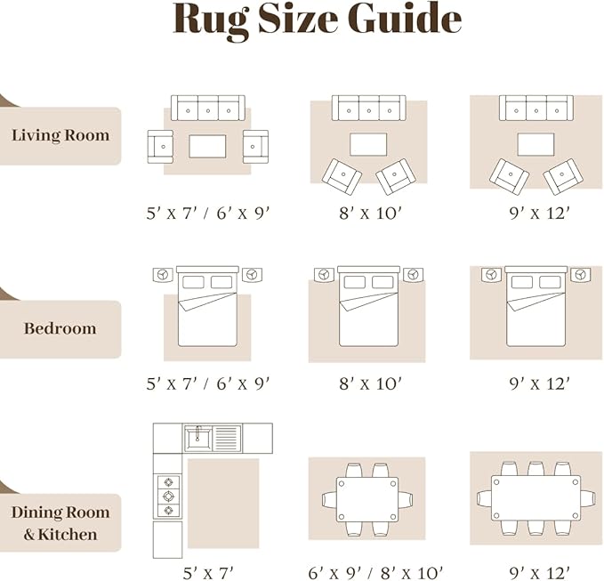 Homemate Washable Rug 4x6 Area Rugs - Vintage Faux Wool Rugs for Living Room Bedroom Dining Room - Non Slip Foldable Carpet Indoor Area Rug for Home Decor（4'x6', Brown