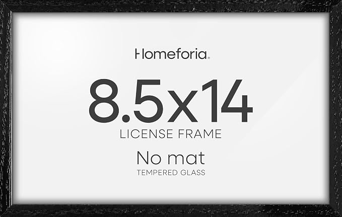 Homeforia 8.5x14 Marriage License Frame Black, High End Oak 8.5x14 Certificate Black Wood Frames, 8.5by14 Wooden Frame for Wall & Tabletop, 8.5 by 14 Picture Frames, Tempered Glass, Wall Kit, Set of 2