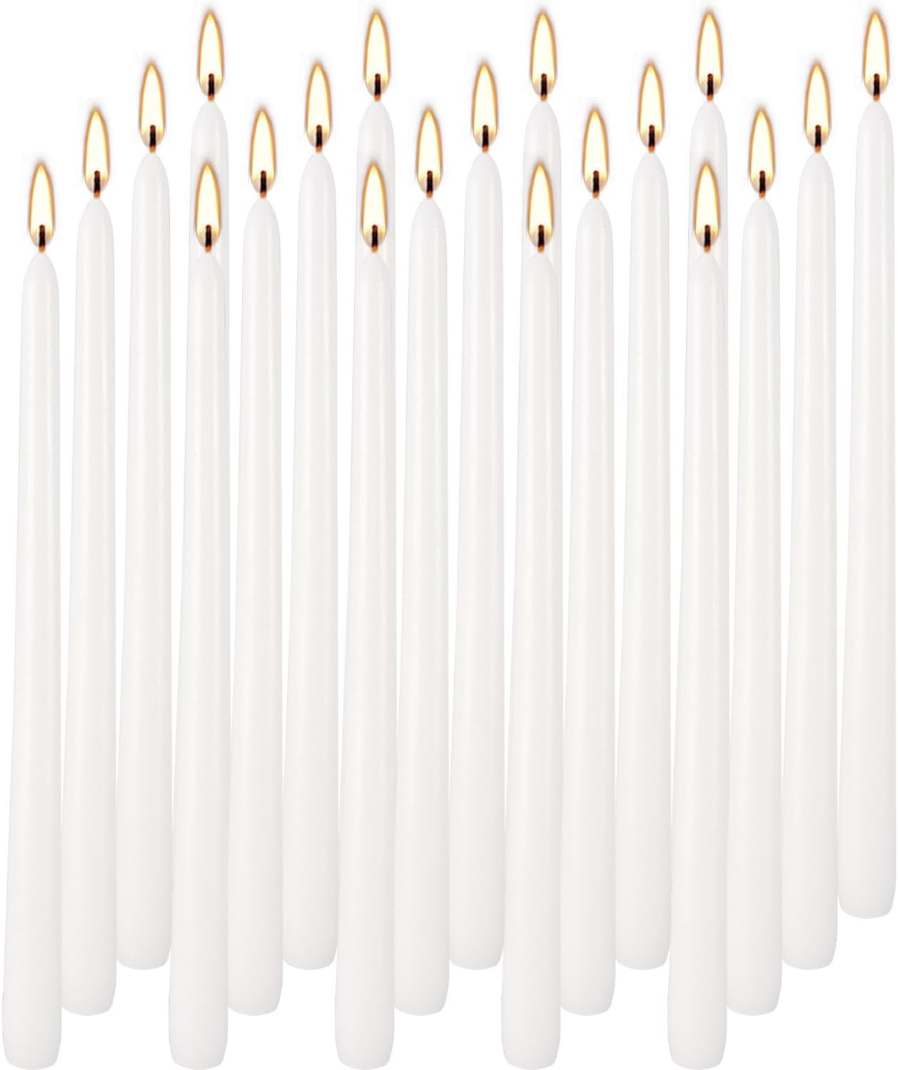 20 Pack White Taper Candles 12 Inch Tall 3/4 Inch Thick Burn 10 Hours