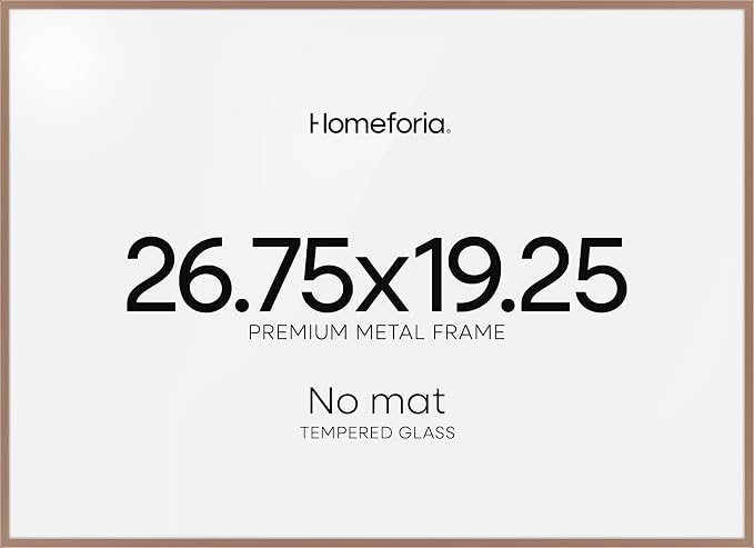 Homeforia 19.25x26.75 Mocha Puzzle Frame, High End Metal 19.25 x 26.75 Picture Frames without Mat, 26.75x19.25 Thin Poster Frame for Wall, 19.25by26.75 Puzzle Frames, Tempered Glass, Wall Kit, Set of 2