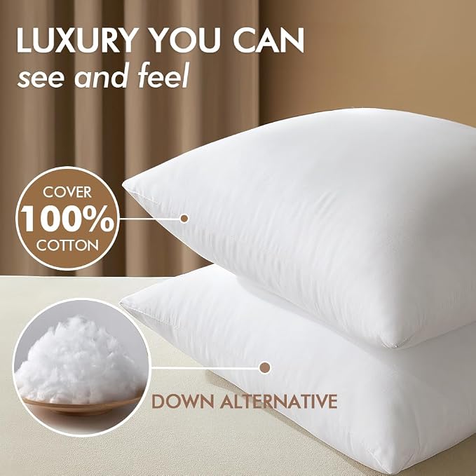 MIULEE 20x20 Synthetic Down Alternative Pillow Insert Decorative Throw Pillow 20 x 20 Inch Body Bed Sleeping Ultra Soft Fluffy Form for Sofa Couch Bed