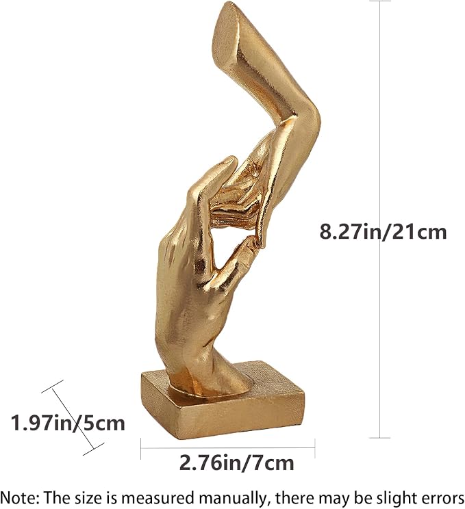 Golden Hands Sculpture Resin Statues Home Decor (Hold Hands) | Gold Hands Shelf Decor Electroplated Resin Statues Office Desktop Home Decor Bedroom Sculpture Indoor/Outdoor Ornament