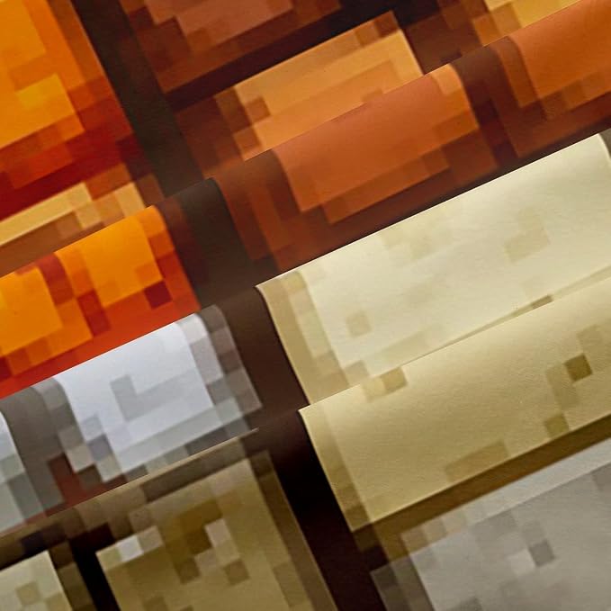 Castle Fairy Pixelated Themed Games Window Curtain,Miner Video Games Bedroom Decor Curtains,Kids Boys Teens Geometric Grid Wall Window Treatment Brown Grey Blackout Drapes 2 Panels,42Wx63L