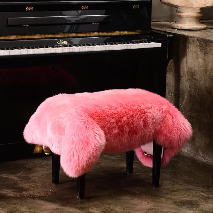 LLB Genuine Sheepskin Area Rug Wool Rug Fur Carpet Fluffy Shaggy Fur Rug for Living Room Kids Bedroom Real Sheepskin Throw Lambskin Rugs Sofa Mat Chair Seat Covers (Pink, 2 x 3 ft Sheepskin)