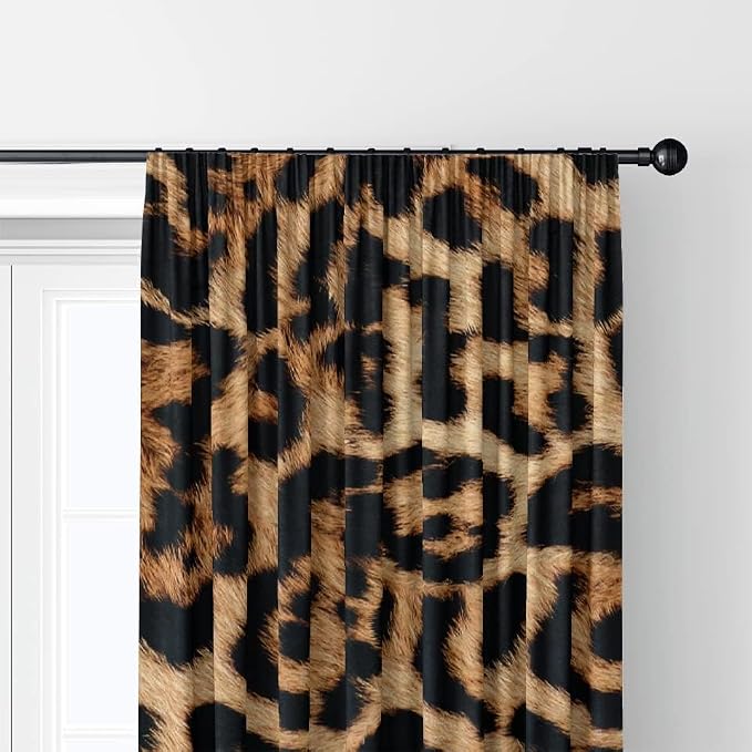 IFFVGX14 Cheetah Print Curtains 42WX63H Rod Pocket Leopard Blakout Curtains for Bedroom Living Room Wild Animals Print Drapes 2 Panels