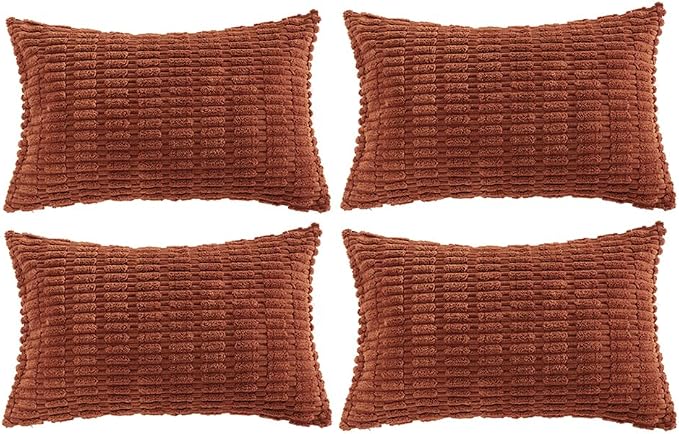 Fancy Homi 4 Packs Decorative Throw Pillow Covers for Living Room Couch Bed, Modern Farmhouse Boho Home Décor Accent Cushion Case, 24" x 14", Rust