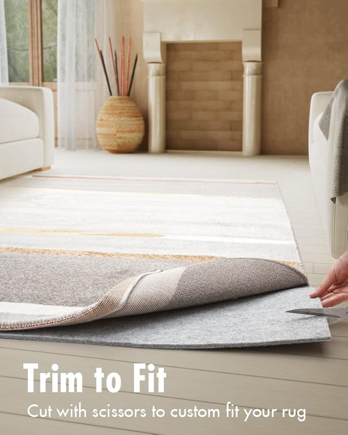 Resare Non Slip Rug Pad Gripper - 7x10 Feet 1/4" Extra Thick Felt Under Rug for Area Rugs and Hardwood Floors,Super Cushioned Non Skid Carpet Padding