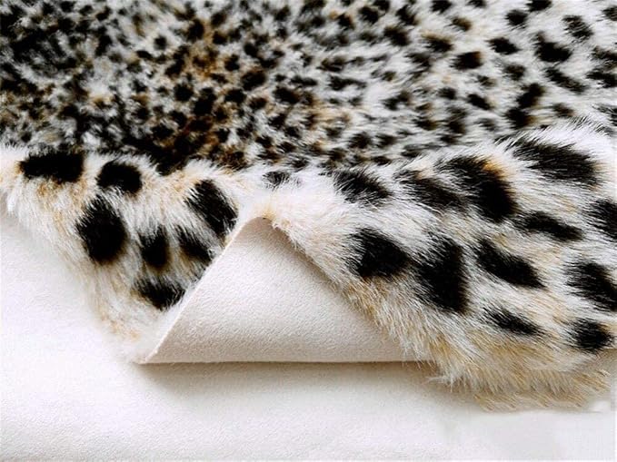Leopard Print Area Rug Faux Cowhide Skin Fur Non-Slip Cheetah Rug Small Accent Distressed Animal Print Hide Mat Floor Carpet for Door Mat Entryway Bedrooms Laundry Room Decor 3.3x2.95Ft, Leopard