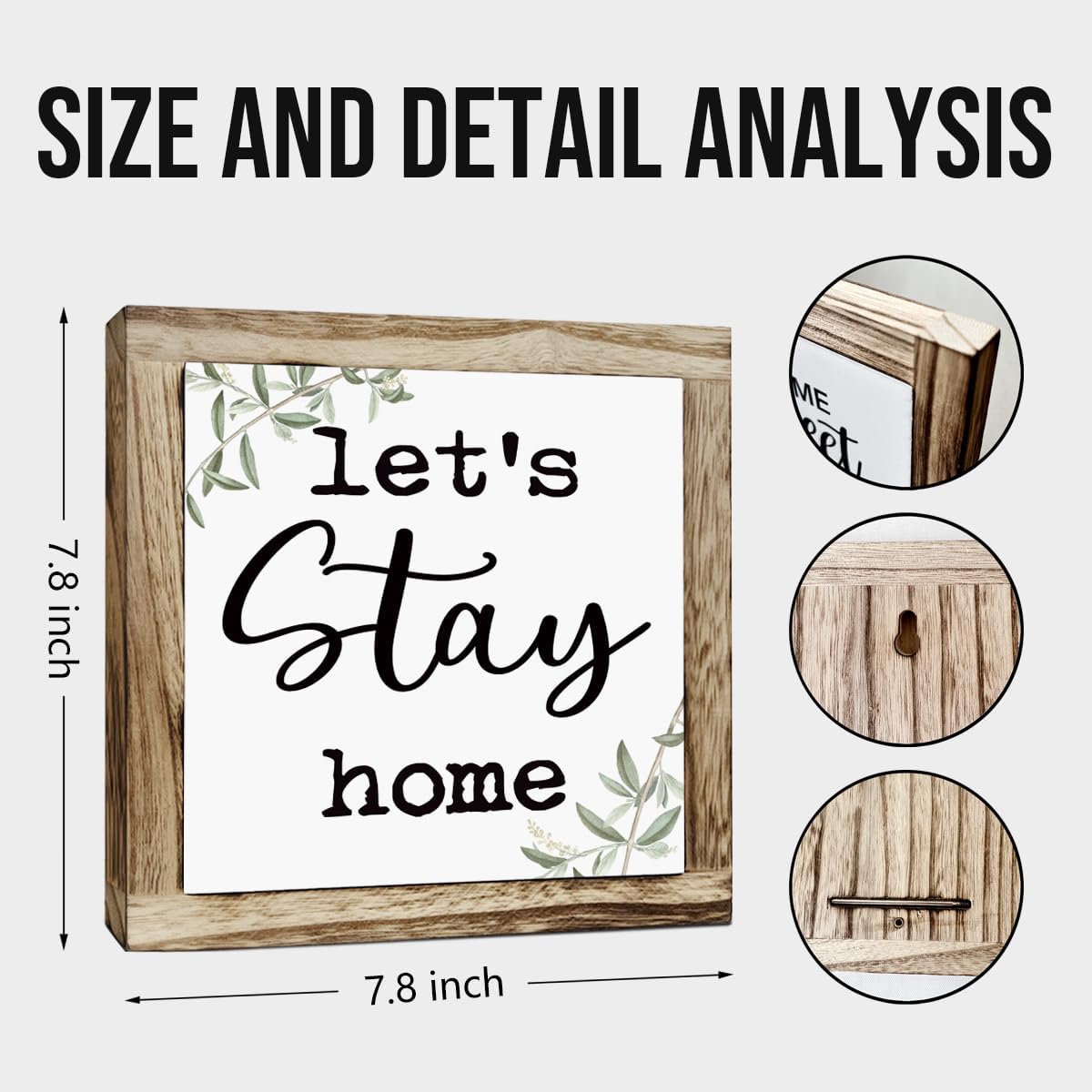 Rustic Wooden “Let’s Stay Home” Sign – Wooden Plaques Sign Table Decor, Shelf or Desk Decor, Farmhouse Living Room and Family Room Decoration, Cozy Home Accent and Housewarming Gift