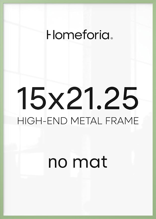 Homeforia 15x21.25 Sage Green Puzzle Frame, High End Metal 15 x 21.25 Picture Frames without Mat, 21.25x15 Thin Poster Frame for Wall, 15by21.25 Puzzle Photo Frames, Tempered Glass, Wall Kit, Set of 2