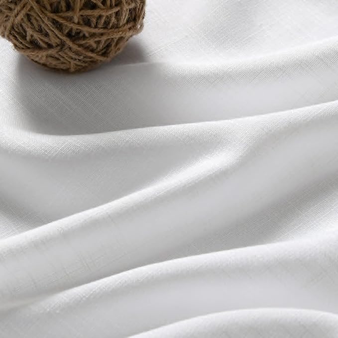 Nanspring Short Curtains for Kitchen Windows Over Sink White Linen Blend Semi Sheer Curtains Back Tab and Rod Pocket Modern Farmhouse Small Window Curtain for Cafe Bathroom 29 x 36,2 Panels