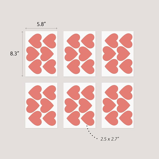 Removable Wall Decals for Kids Room – Peel and Stick Wall Stickers for Girls & Boys Bedroom, Playroom & Nursery – Easy to Apply Wall Decor - Red Hearts