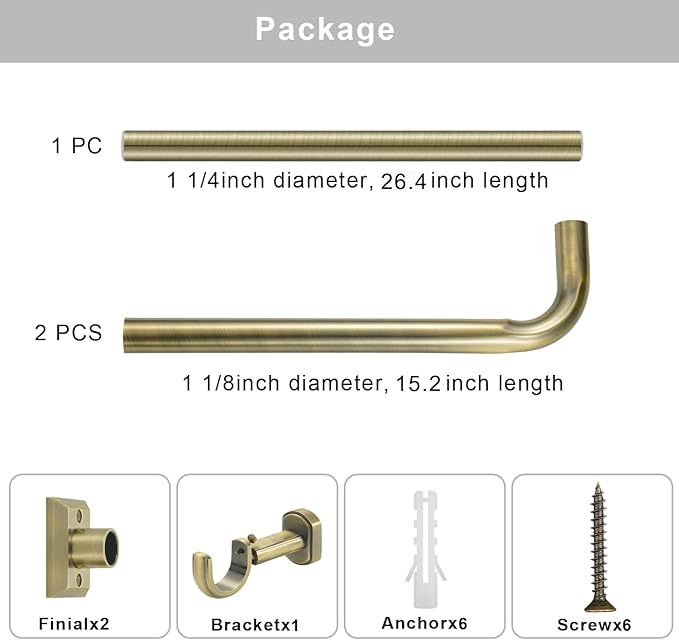 1 1/4 Diam Large Room Darkening Rods, 28-48Inch(2.33-4ft) Length Telescoping Wrap Around Curtain Rods For Bedroom Living Room Kitchen, Antique Bronze