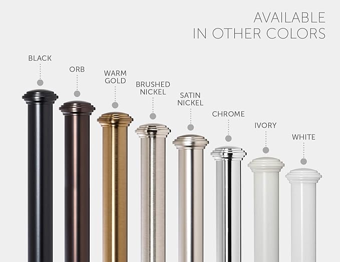 Ivilon Window Curtain Rod Decorative End Cap Design, 1 Inch Rod, 120 to 240 Inch. Warm Gold