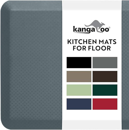 KANGAROO Anti Fatigue Mats for Kitchen Floor, 39x20, Reduce Foot, Knee Pressure, 3/4 Inch Thick Cushioned Ergonomic Mat, Waterproof Comfort Rug for Under Sinks, Standing Desk, Store Floors, Charcoal
