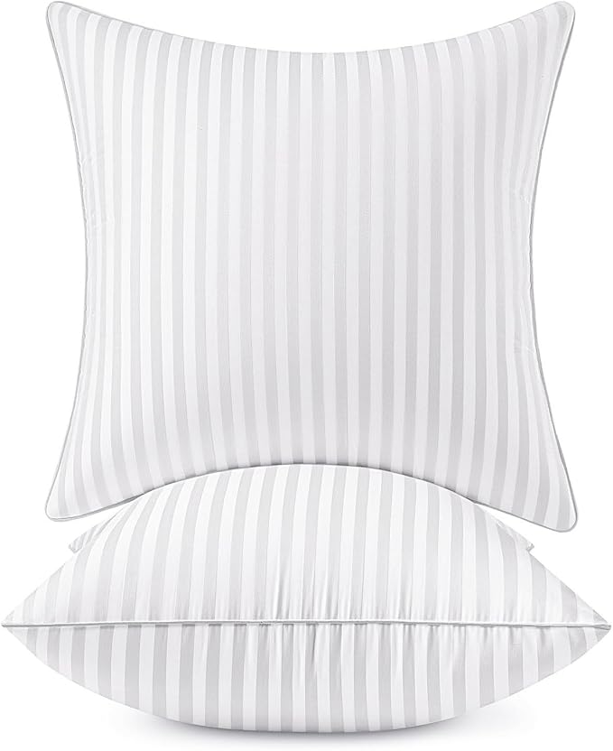 MIULEE 26x26 Euro Pillow Inserts Set of 2 Firm and Fluffy Decorative Throw Pillows for Couch Sofa Bed 100% Virgin Microfiber with Cotton Cover