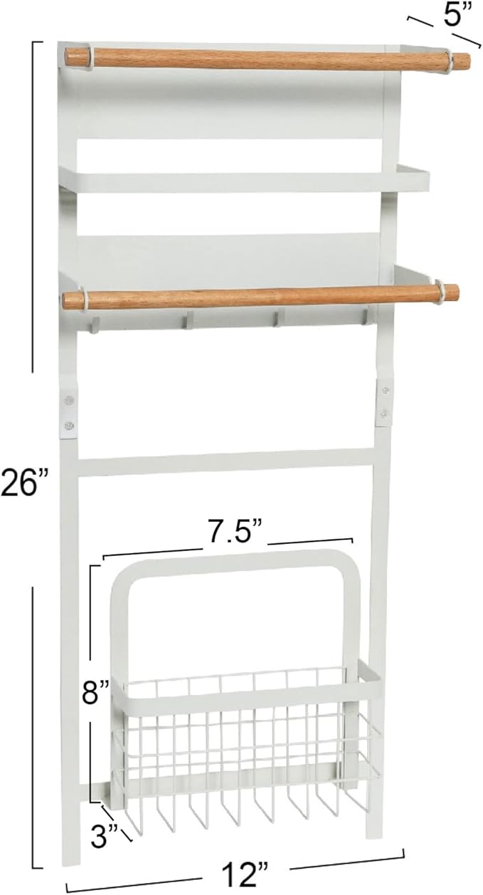 Household Essentials Metal Magnetic Organizer Rack, White