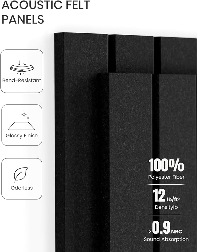 Fluxynara Large Felt Bulletin Board 48" X 36" Large Cork Board Alternative-12 Pack with 64 Safe Removable Adhesive Tabs, Cork Boards for Walls Cork Board for Home Office Classroom Pin Board -Black