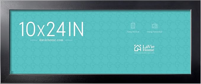 LaVie Home 10x24 Picture Frame Black, Panoramic Picture Frame for Wall Decoration, Classic Black Minimalist Style Suitable for Decorating Houses, Offices, Hotels（1 Pack）