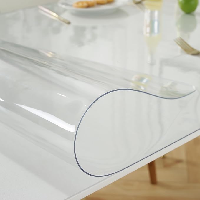 LovePads Clear Table Cover Protector 48 x 72 Inch, 1.5mm Thick Plastic Table Cover, Table Protector for Dining Room Table, Waterproof Vinyl Tablecloth Table Pad Mat for Kitchen, Dresser, Writing Desk