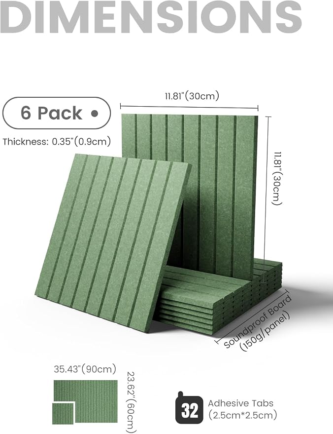 Fluxynara Large Felt Bulletin Board 36"x24" Cork Board Alternative - 6 Pack with 32 Safe Removable Adhesive Tabs, Cork Boards for Walls for Home Office Classroom Pin Board-Moss Green