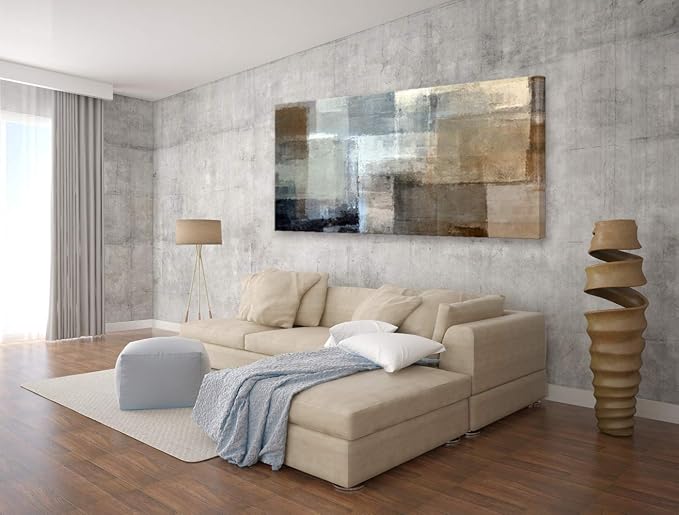 Baisuart A61275 Canvas Prints Abstract Wall Art Print Paintings Grey and Brown Stretched Canvas Wooden Framed for living Room Bedroom and Office Home Decor Artwork XXLarge 30x60inch