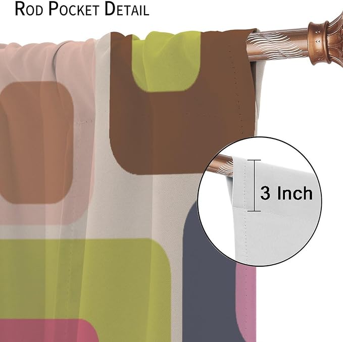 JESTRONRY Mid Century Curtains, Vintage Classic 1950S 1960S Retro Abstract Geometric Modern Home Decor Blackout Rod Pocket Window Drapes for Living Room Bedroom 42x54in
