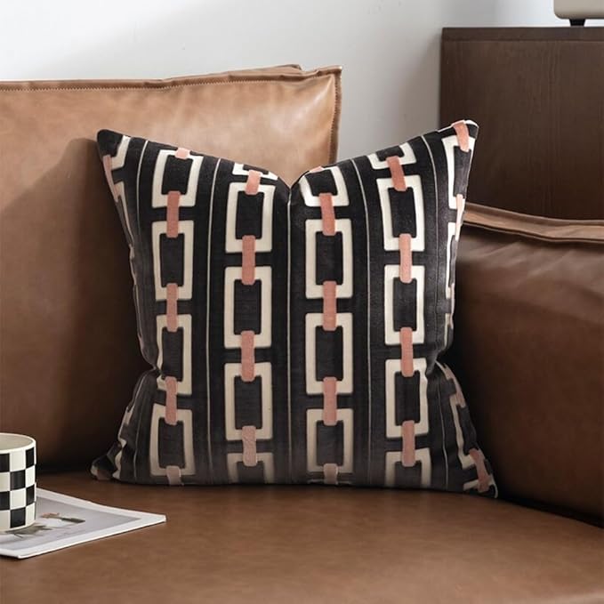 Living Room Decor Couch Throw Pillow Covers with Square 18 * 18 Set of 2 for Cozy Home Bed and Textured Velvet (Gray Coffee)
