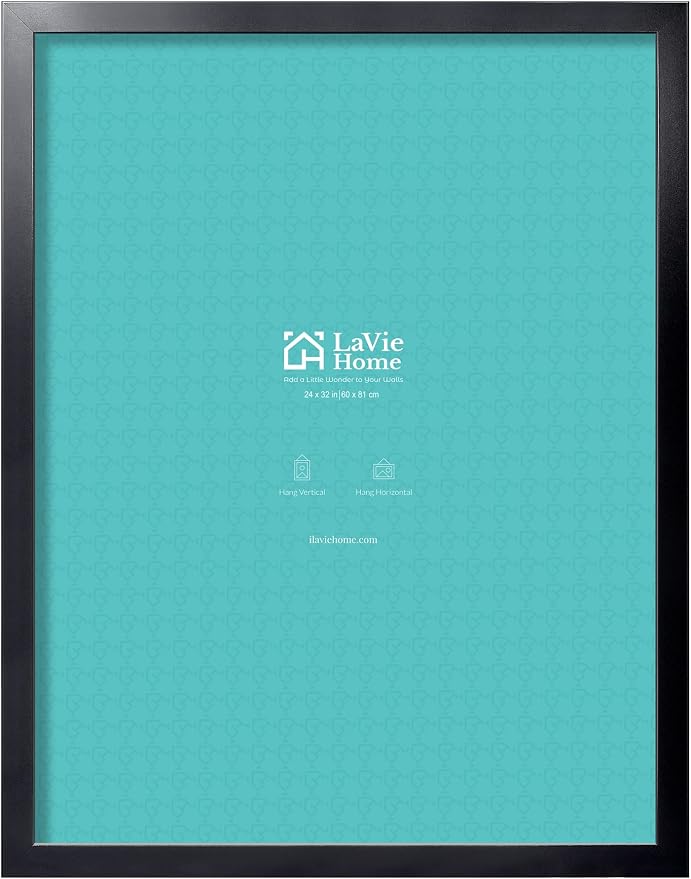 LaVie Home 24x32 Picture Frame Black, Puzzles Frame for Wall Decoration, Classic Black Minimalist Style Suitable for Decorating Houses, Offices, Hotels, Puzzles Posters Photos or Artwork（1 Pack）