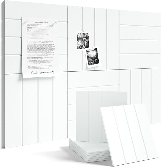 Fluxynara Large Felt Bulletin Board 36"x24" Cork Board Alternative - 6 Pack with 32 Safe Removable Adhesive Tabs, Cork Boards for Walls Cork Board for Home Office Classroom Pin Board-Cold White