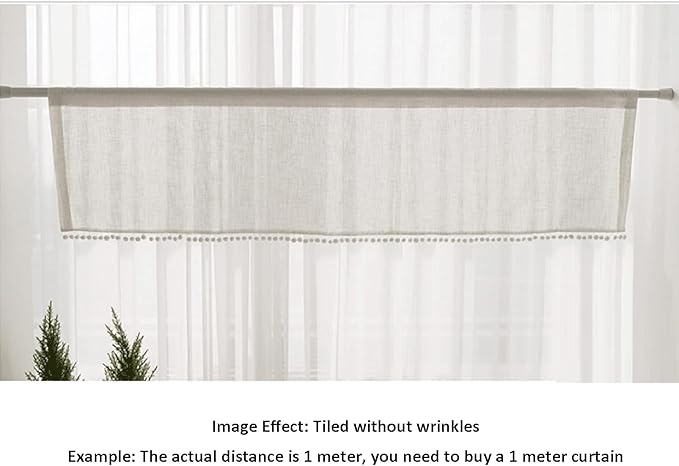 White Linen Tier Curtains, Kitchen Cafe Tier Curtain,Short Window Curtains Rod Pocket Small Curtains, Voile Panels Sheer Valance Divider Curtains,1pc (Size : W 150cm*H 50cm)
