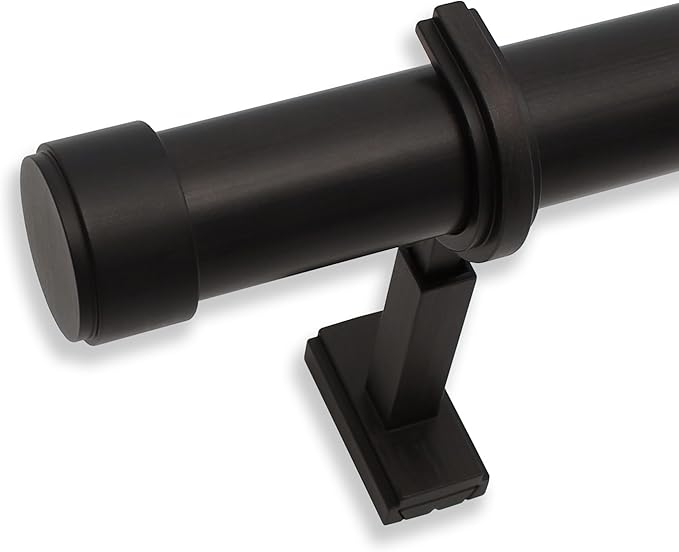 BlastHome® Non-Adjustable Luxury Curtain Rods for Windows, 1 ¼” Rod Set, 3 foot Fixed Length, Brushed Dark Brown