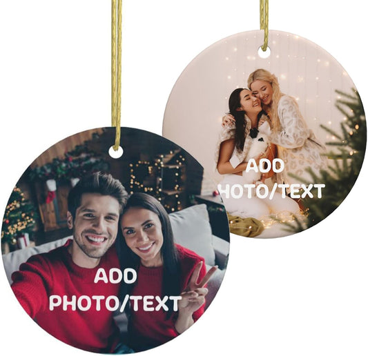 Personalized Christmas Ornaments 2025 Custom Ornament Xmas Photo Ornament Customized Gifts Round 2pcs
