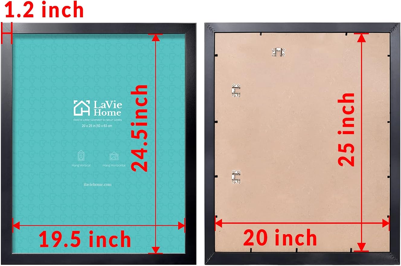 LaVie Home 20x25 Picture Frame Black, Puzzles Frame for Wall Decoration, Classic Black Minimalist Style Suitable for Decorating Houses, Offices, Hotels, Puzzles Posters Photos or Artwork（1 Pack）