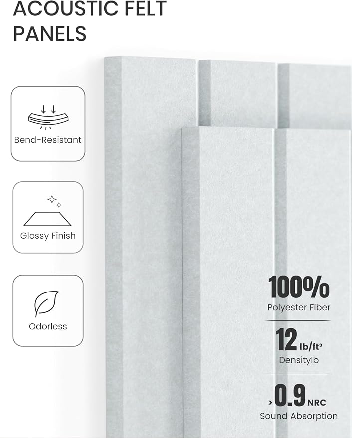 Fluxynara Large Felt Bulletin Board 36"x24" Cork Board Alternative - 6 Pack with 32 Safe Removable Adhesive Tabs, Cork Boards for Walls for Home Office Classroom Pin Board-Cold White