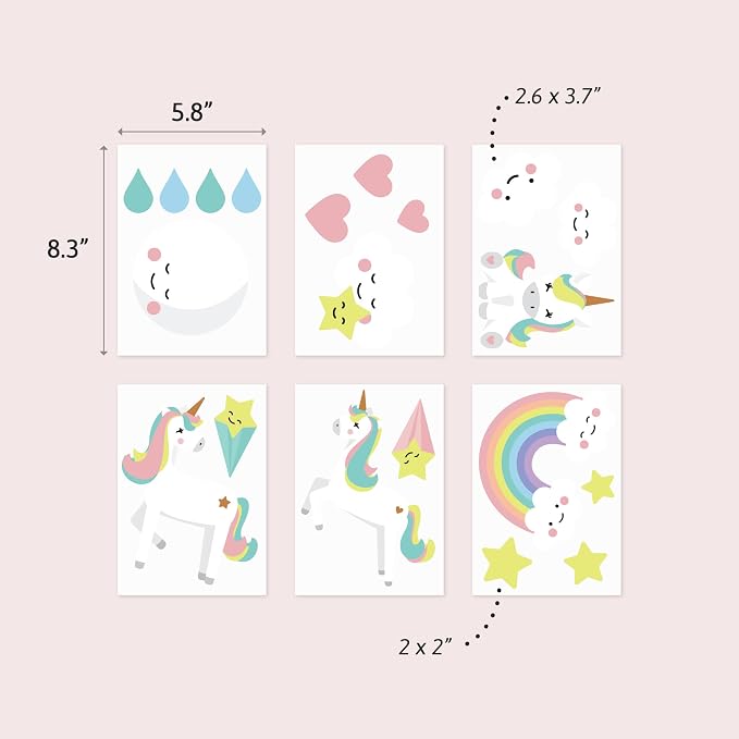 Removable Wall Decals for Kids Room – Peel and Stick Wall Stickers for Girls & Boys Bedroom, Playroom & Nursery – Easy to Apply Wall Decor - Unicorn Wall Decals