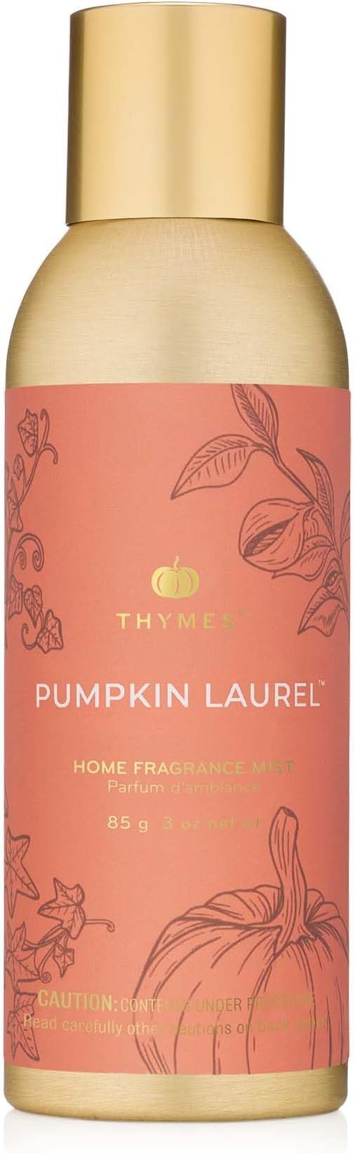 Thymes Home Fragrance Mist – Room Air Fresheners for Home Long Lasting – Air Freshener Spray – Premium Home Fragrance with Notes of Nutmeg, Cinnamon, Clove & Creamy Pumpkin (Pumpkin Laurel, 3 oz)